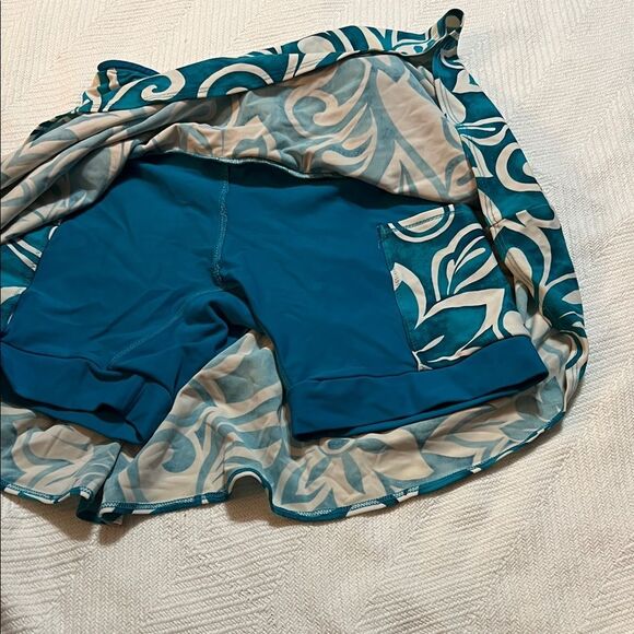 Sparkle skirt Hawaiian Teal and Cream Women's Skirt - Picture 3 of 4